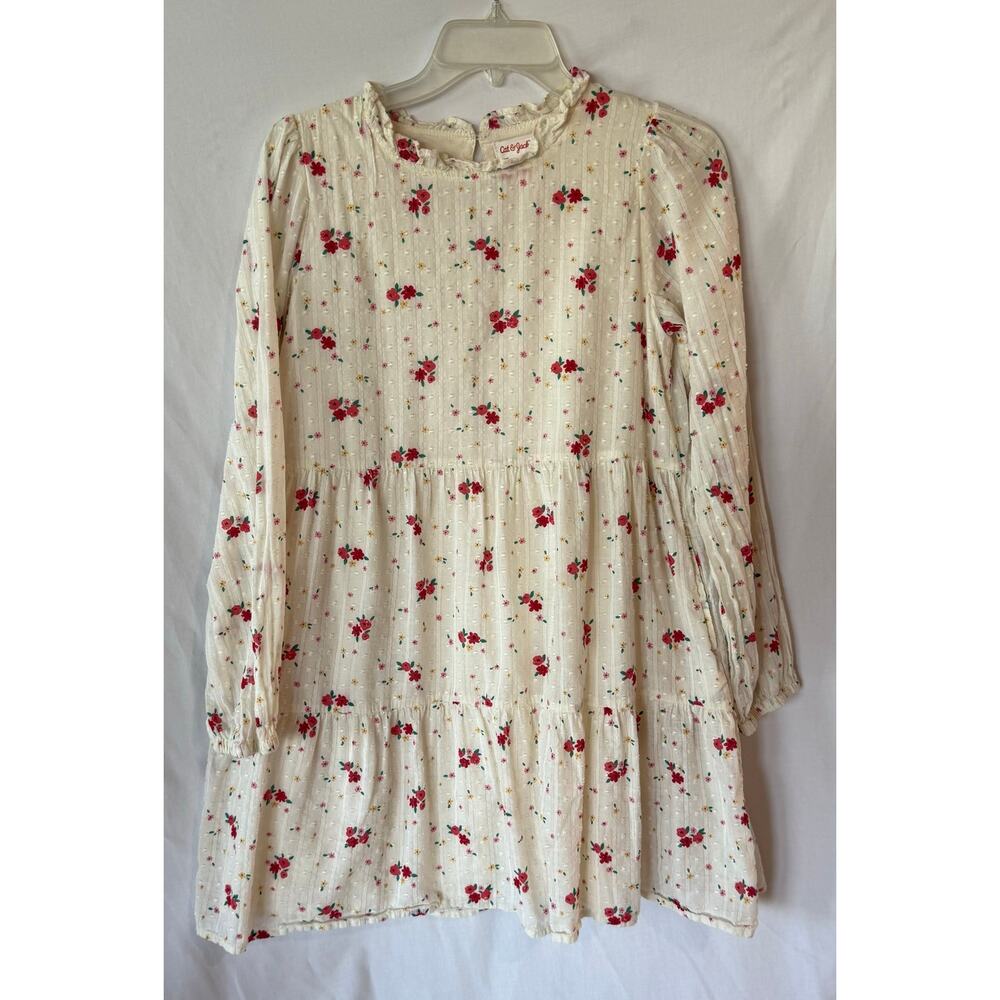Cat & Jack Girls XL Floral Knee Length Dress Long Sleeve Multicolor Holiday